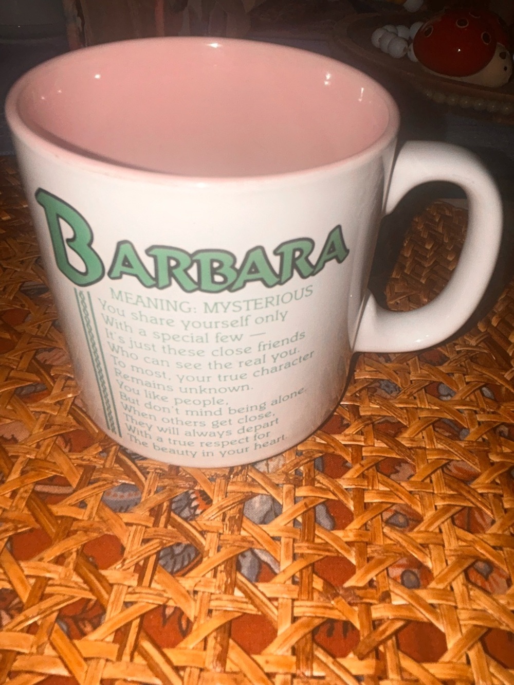 Personalized Poem 'Barbara' Pink Interior Ceramic Mug - Home Gifting Collection